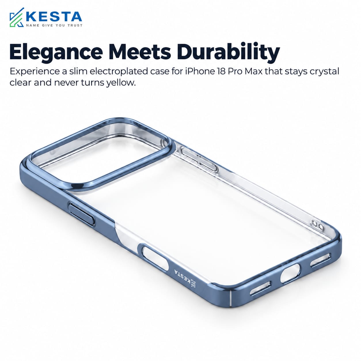 iPhone 18 Pro Max Cover – Transparent Glacier Blue | Original Look. Enhanced Protection.